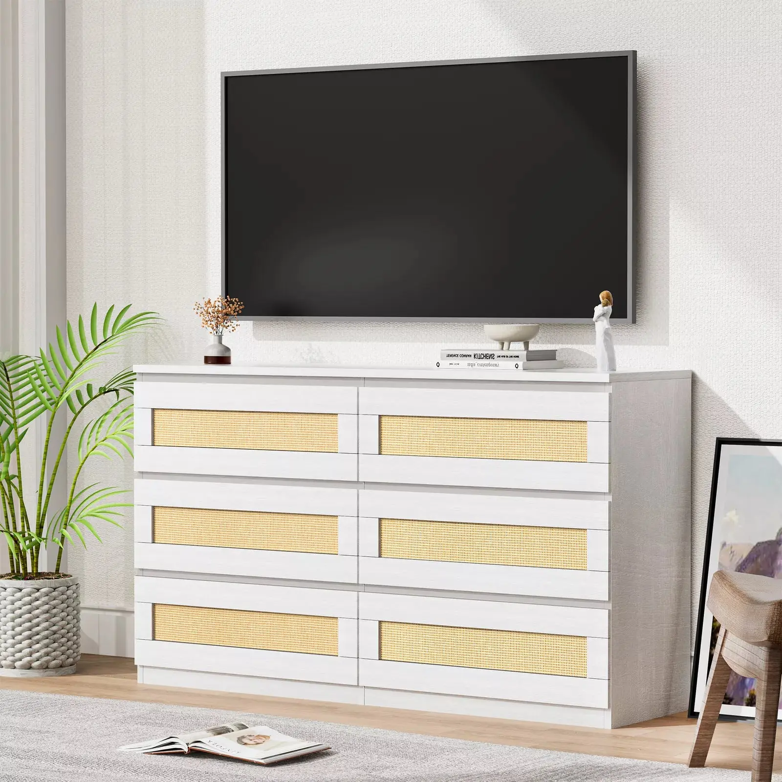 Shaw Rattan Wide 6 Drawer Chest Dresser - Image 6