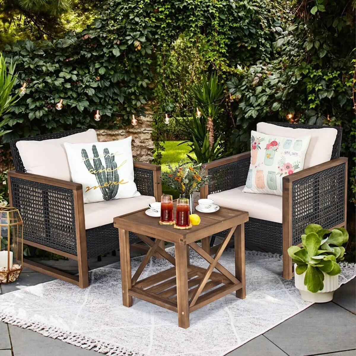 Shivam Rattan Bistro Garden Furniture Set
