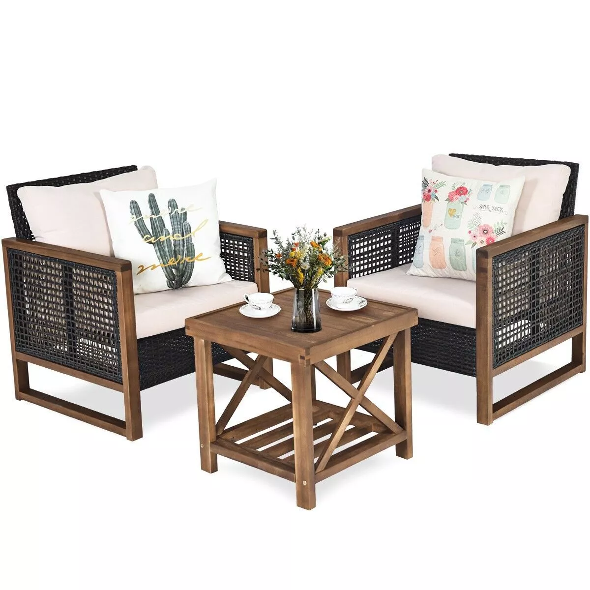Shivam Rattan Bistro Garden Furniture Set - Image 2