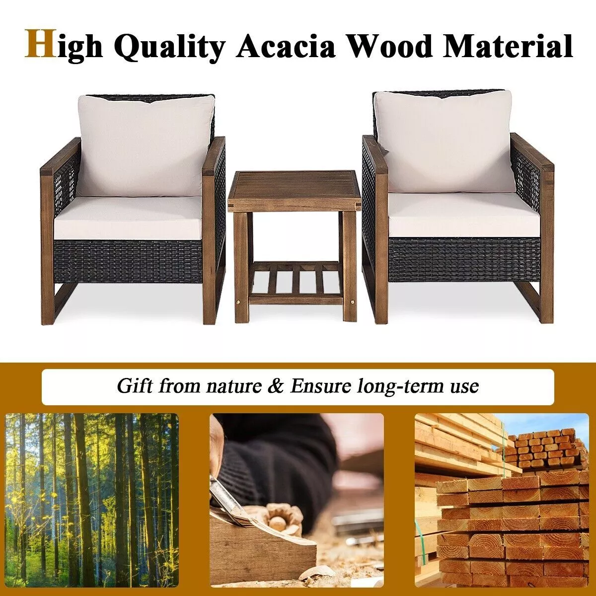 Shivam Rattan Bistro Garden Furniture Set - Image 4