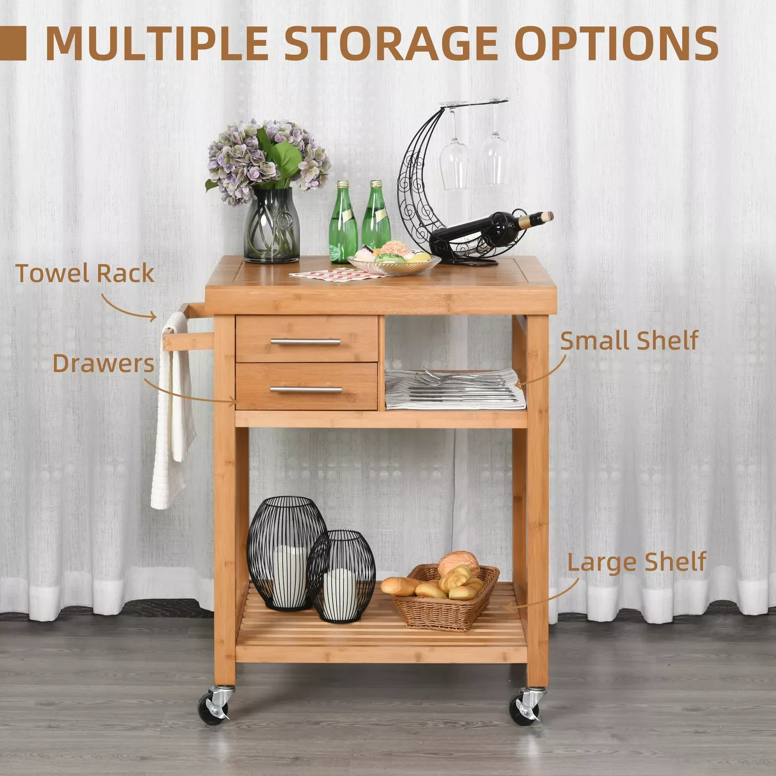 Sinead Portable Kitchen Island Cart - Image 3