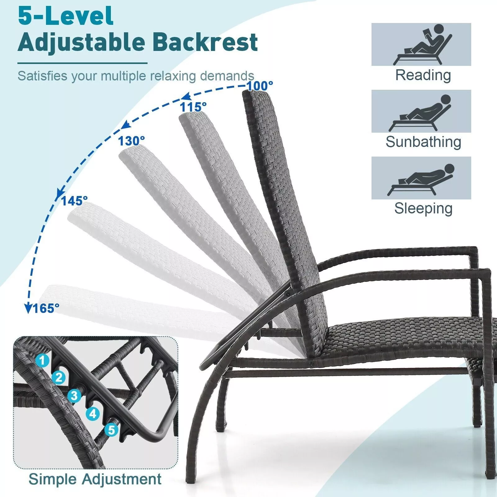 Slater Rattan Garden Sun Lounger - Image 4