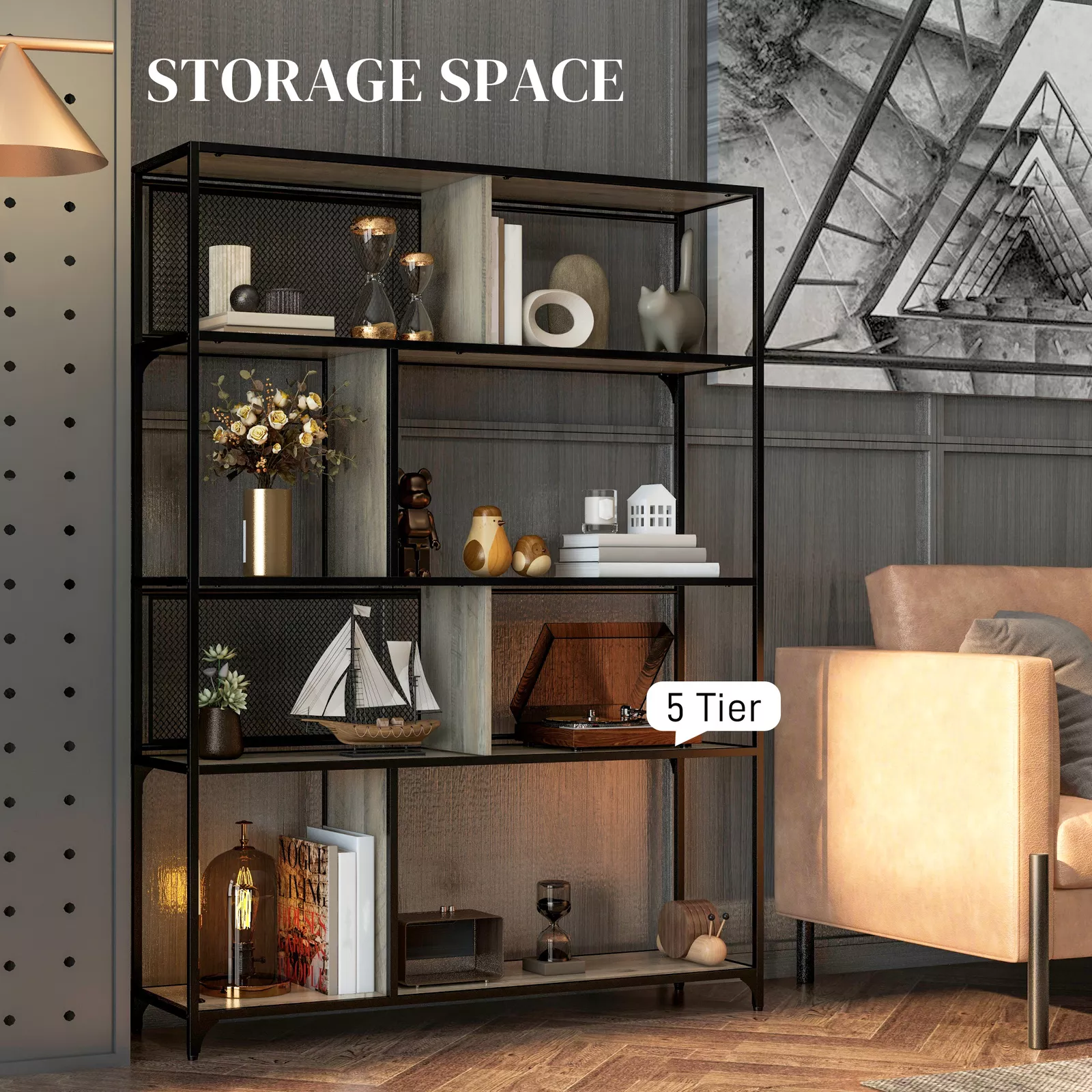 Sufyan Industrial Bookcase Bookshelf - Image 3