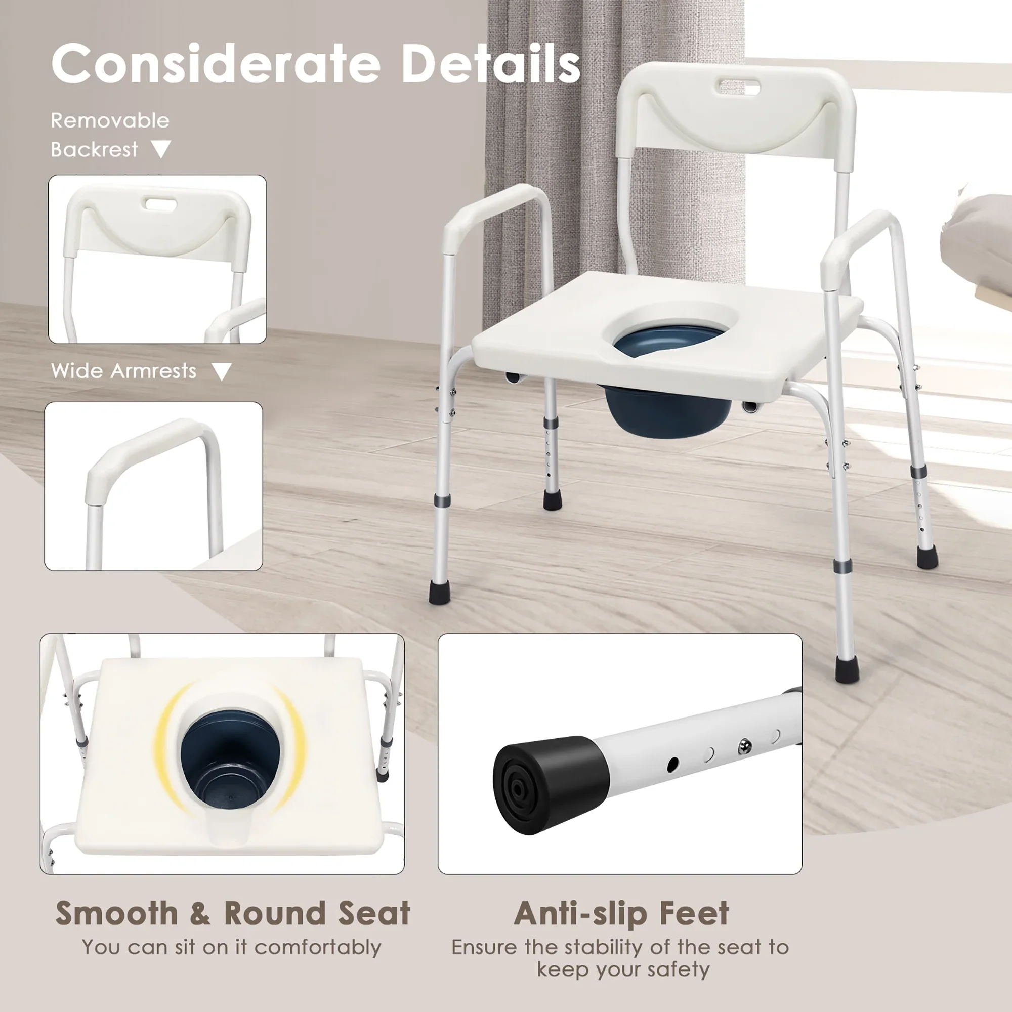 Sydney Adult's Bedside Commode Chair - Image 3