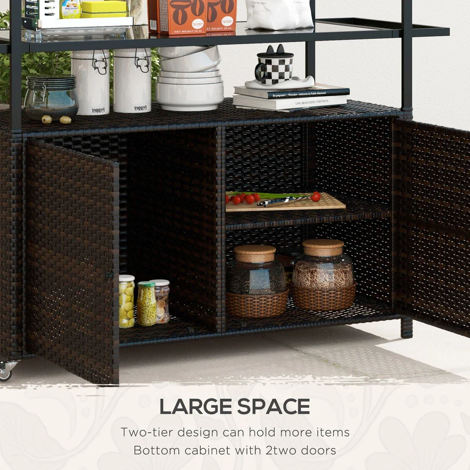 Talha Rattan Outdoor Bar Cart - Image 4