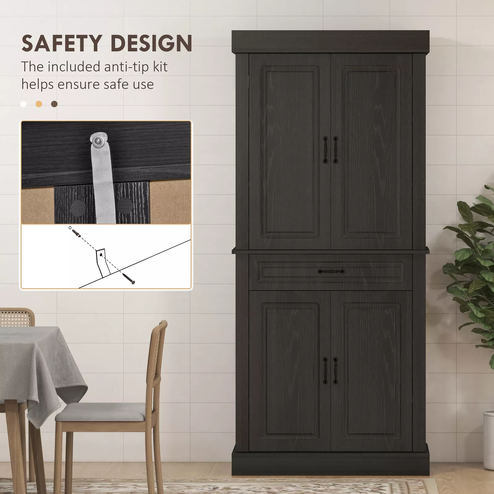 Tammy Farmhouse Kitchen Pantry Cabinet - Image 5