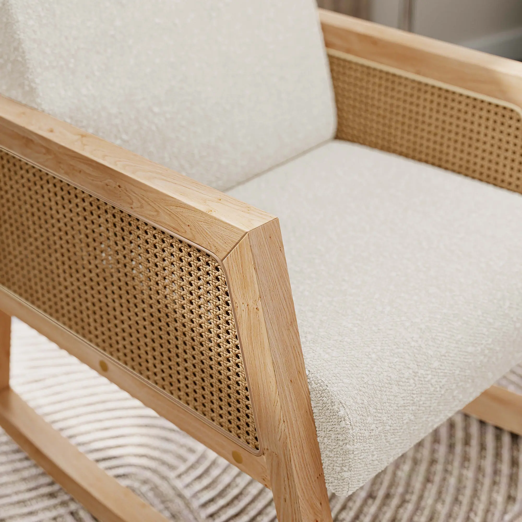 Tammy Rattan Fabric Accent Armchair - Image 5