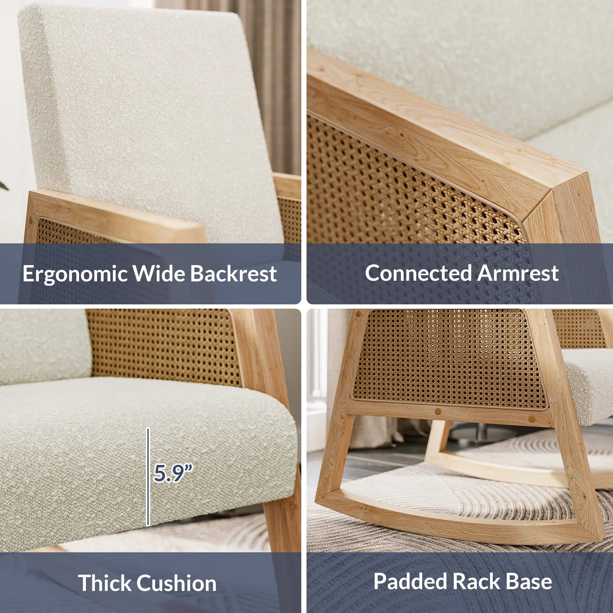 Tammy Rattan Fabric Accent Armchair - Image 6