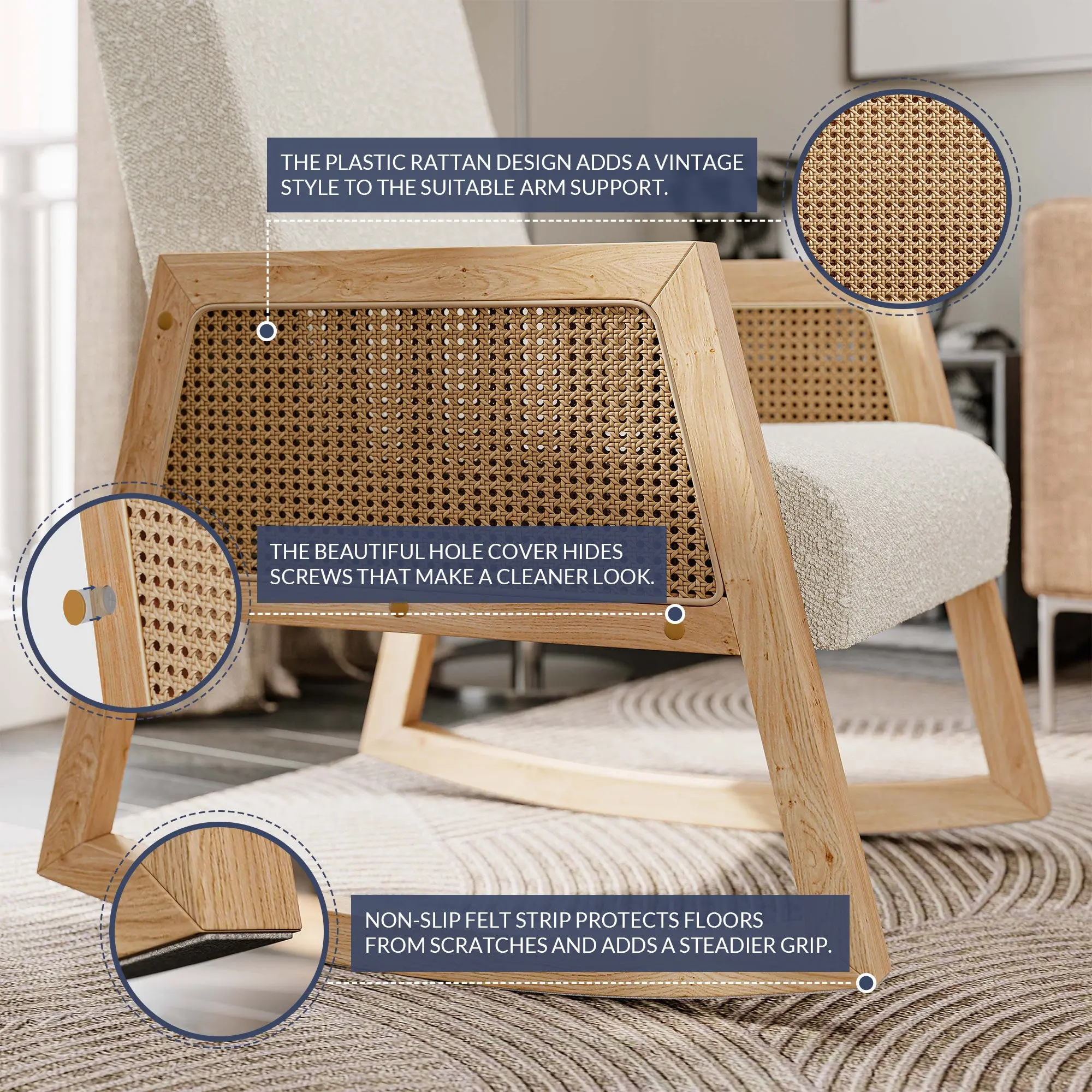 Tammy Rattan Fabric Accent Armchair - Image 7