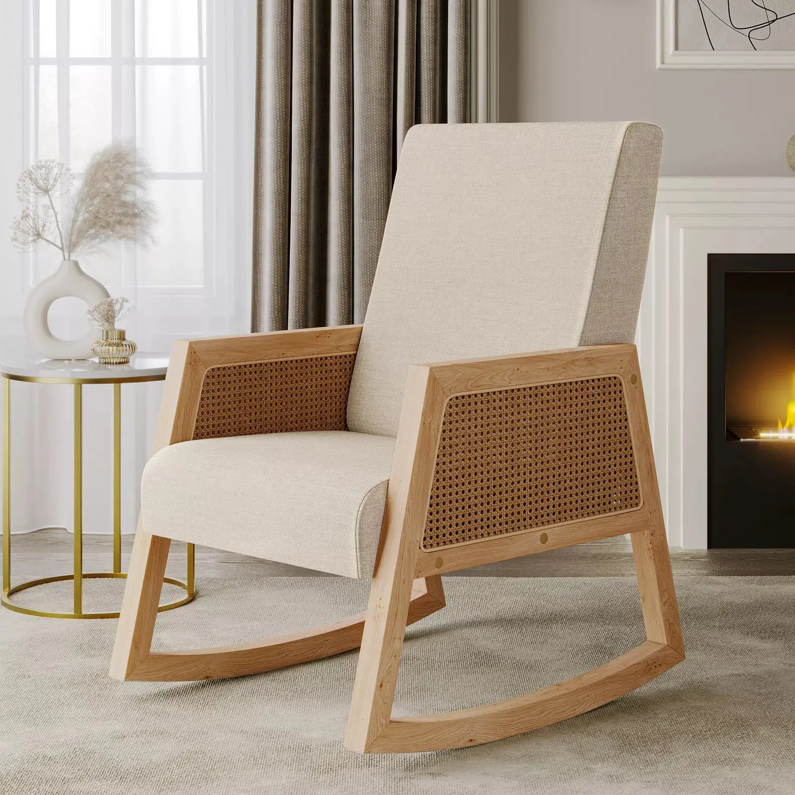 Tammy Rattan Fabric Accent Armchair - Image 8