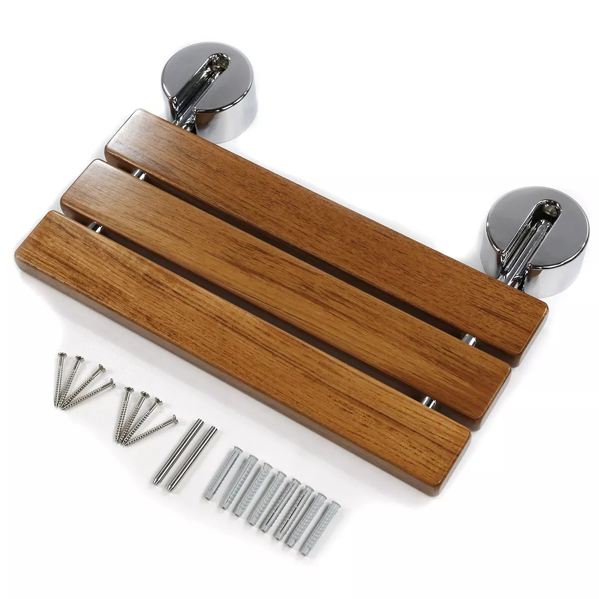 Teak Wall Mounted Folding Shower Seat - Image 2