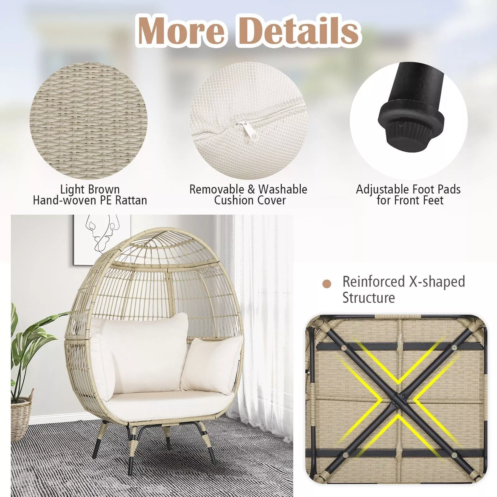 Theo Oversized Outdoor Garden Egg Chair - Image 3
