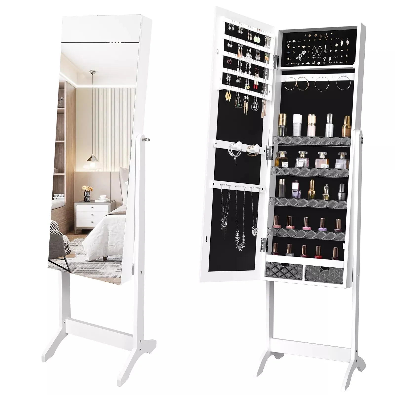 Tina Mirror Jewelry Armoire Cabinet - Image 3