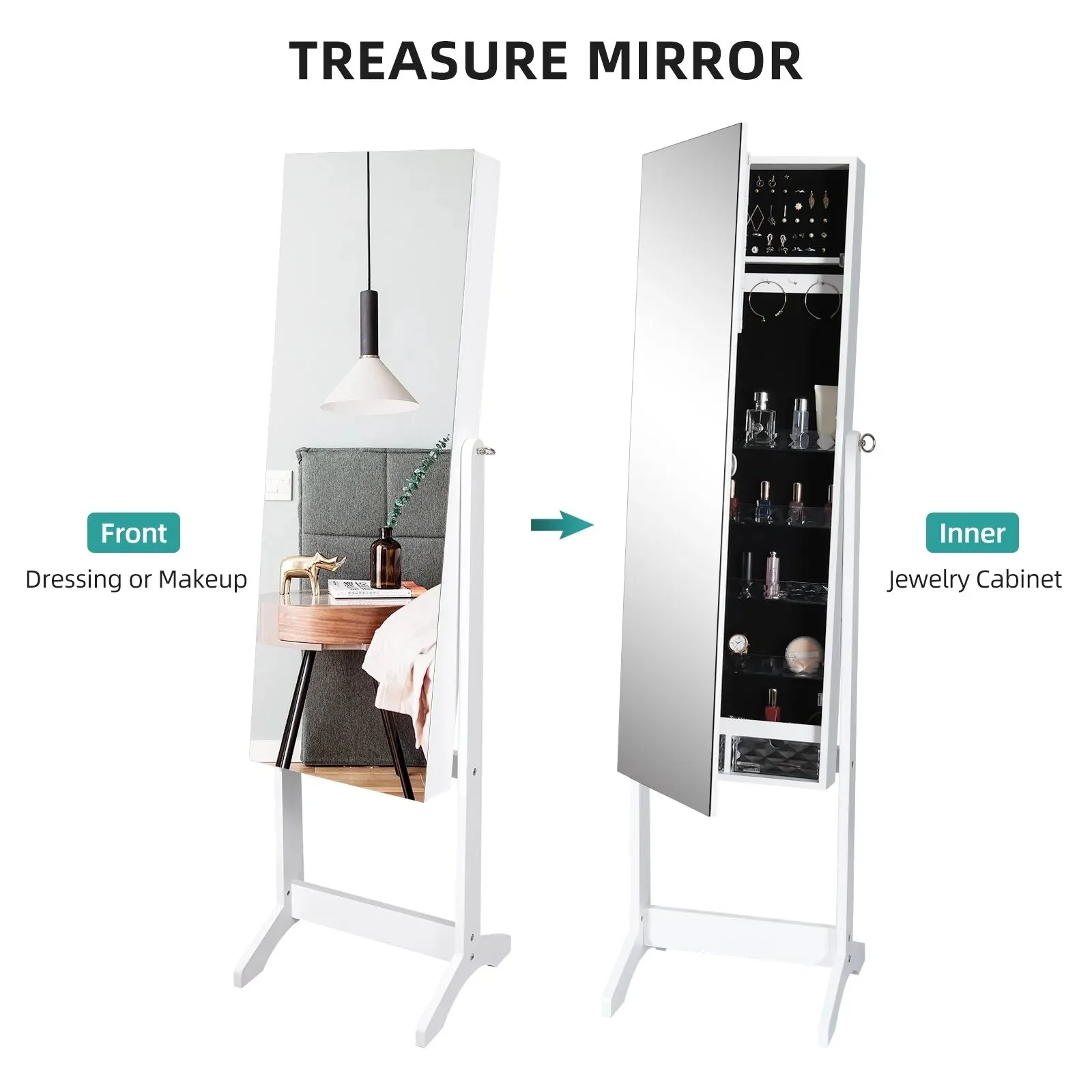 Tina Mirror Jewelry Armoire Cabinet - Image 6