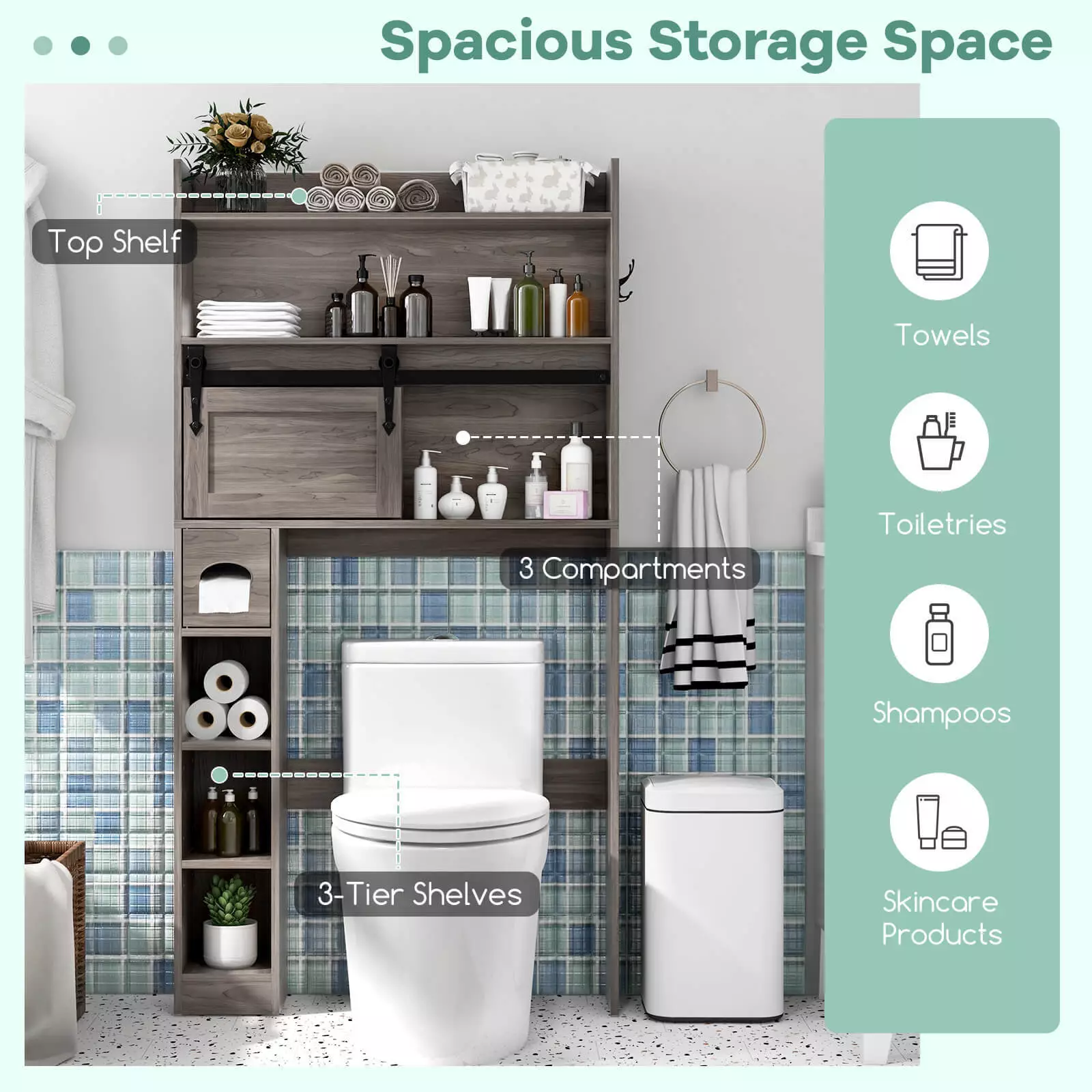 Tyler Over Commode Storage Cabinet - Image 4