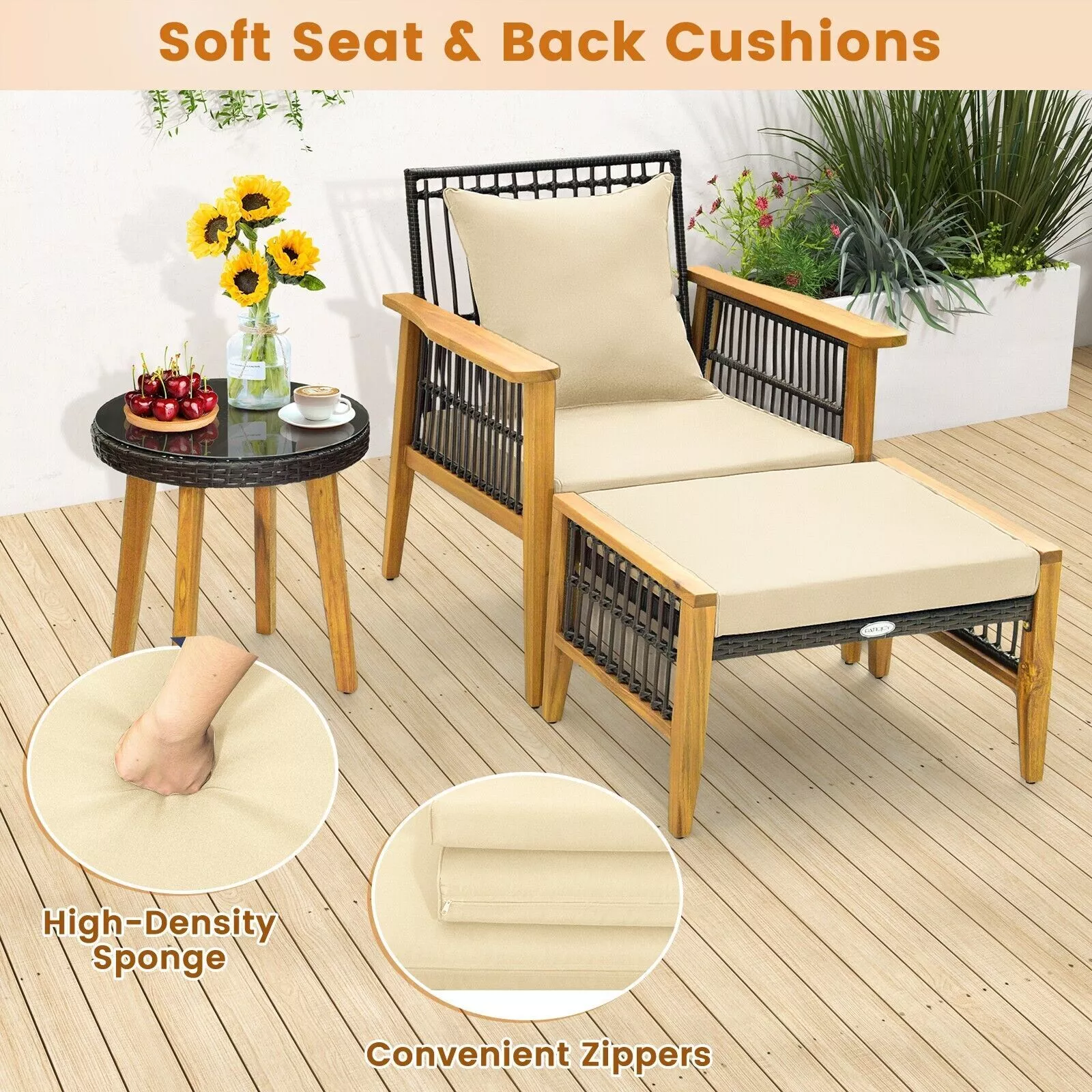 Umair Rattan 5 Pieces Garden Furniture Set - Image 4