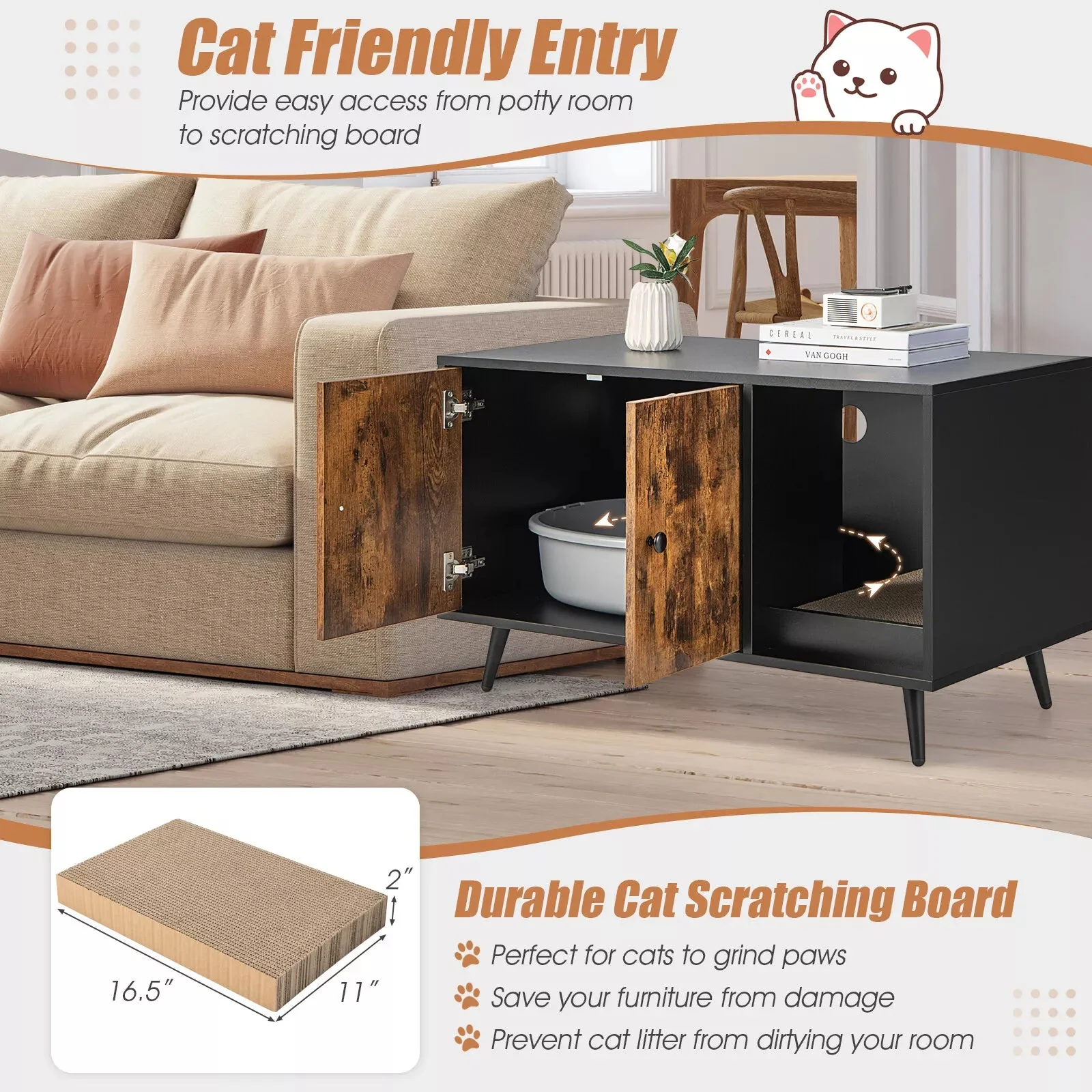 Vance Cat Litter Box Enclosure Furniture - Image 9