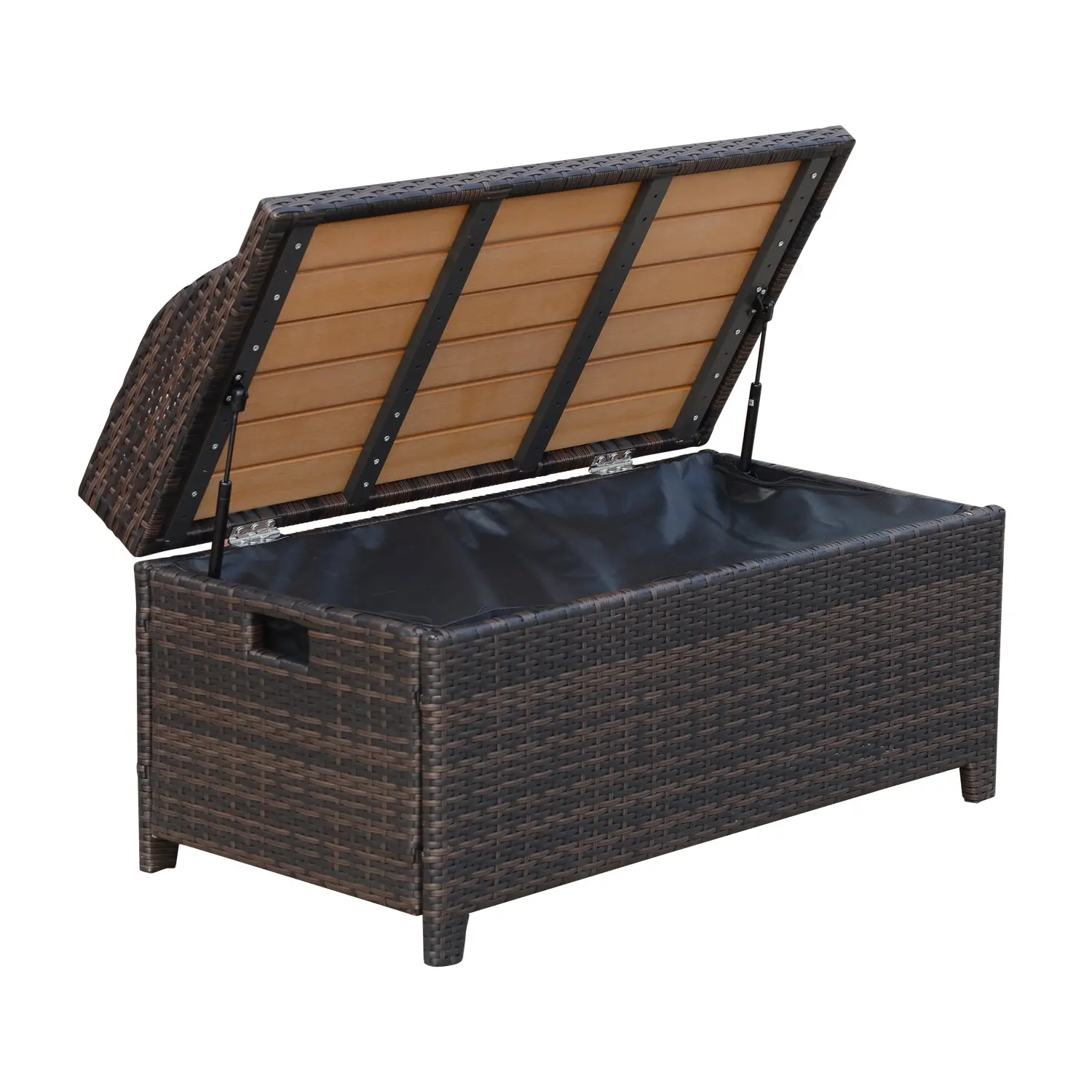Vang Rattan Outdoor Garden Storage Bench - Image 3