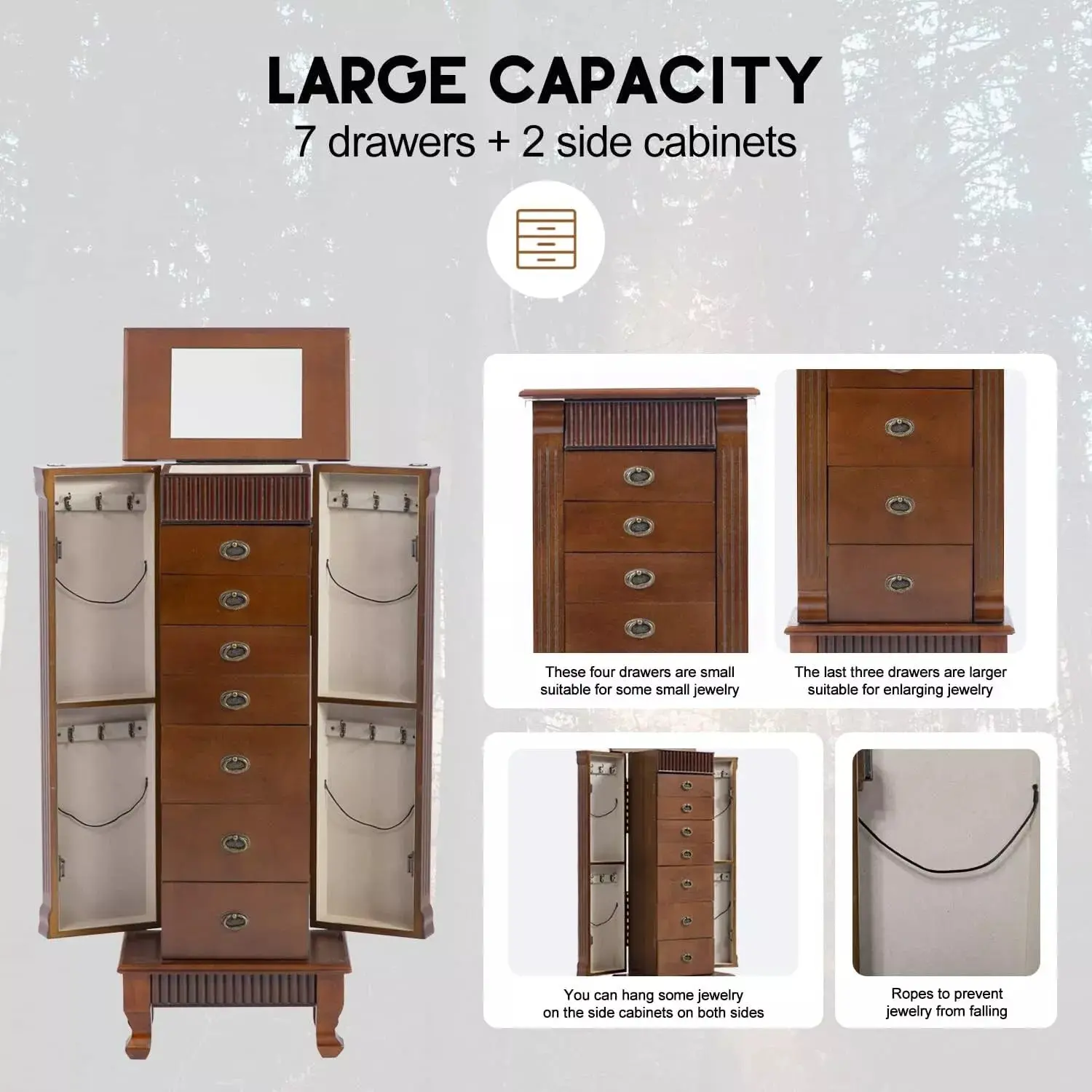 Vintage Mirror Jewelry Armoire Cabinet - Image 5