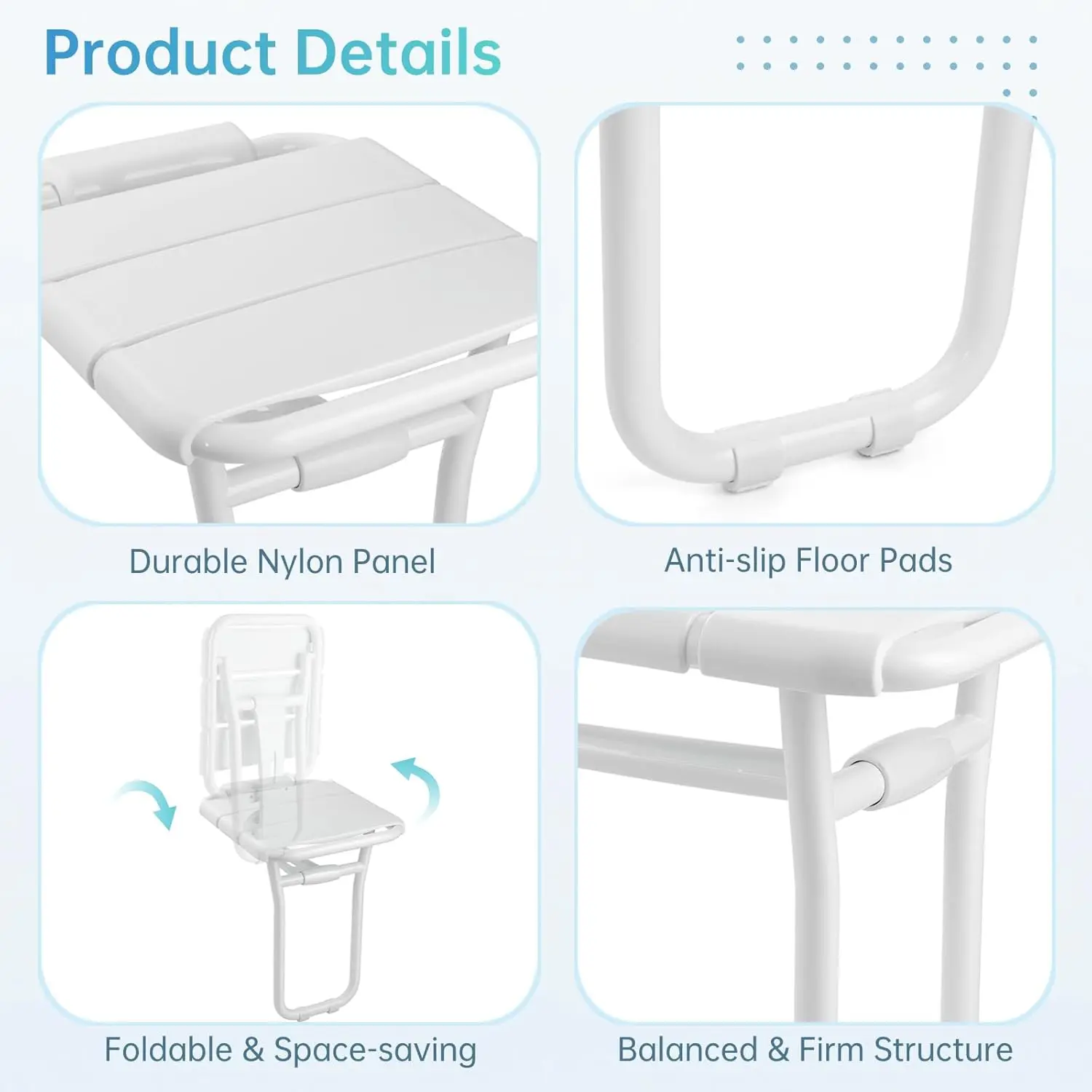 Wall Mounted Folding Shower Seat - Image 3
