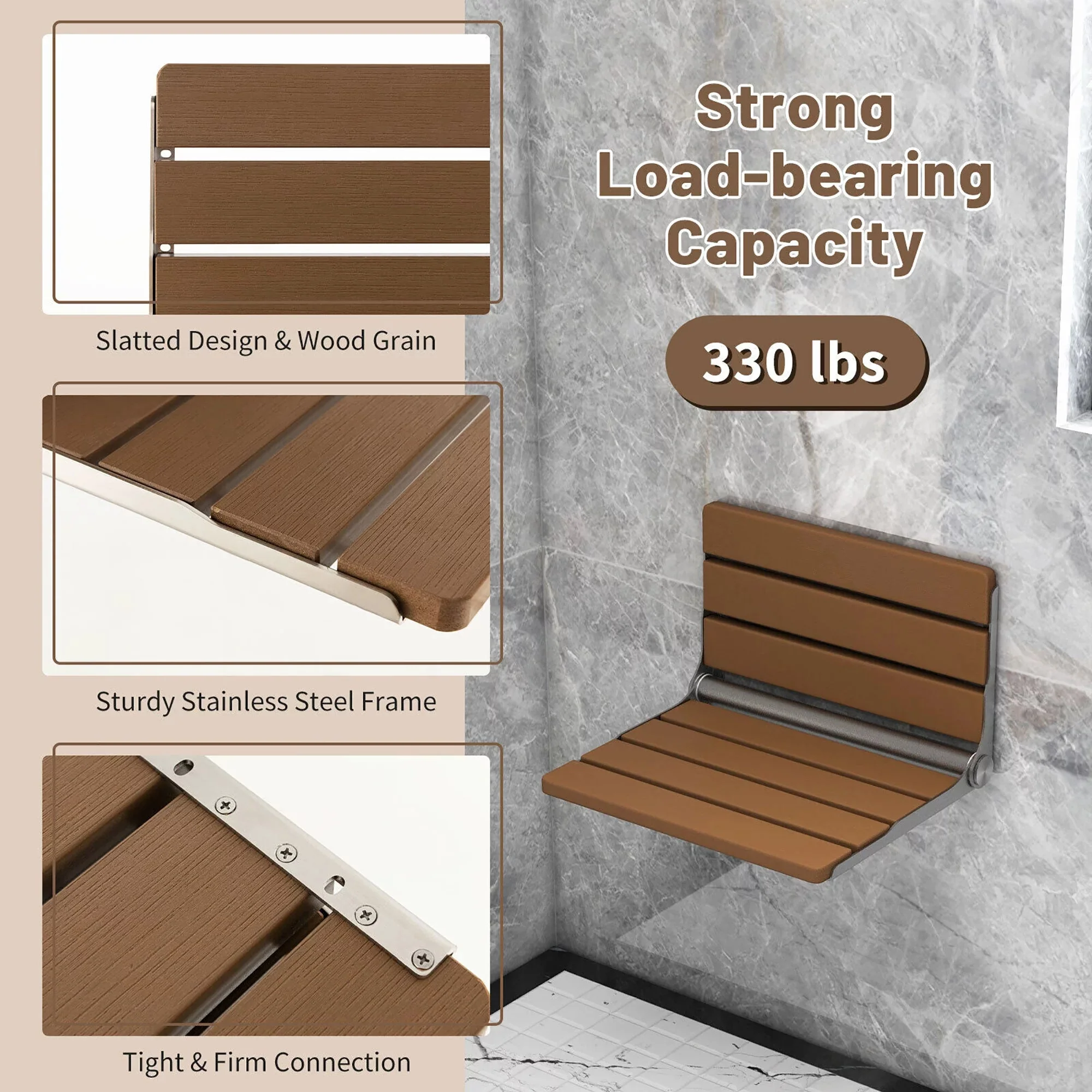 Wall Mounted Folding Shower Seat - Image 4