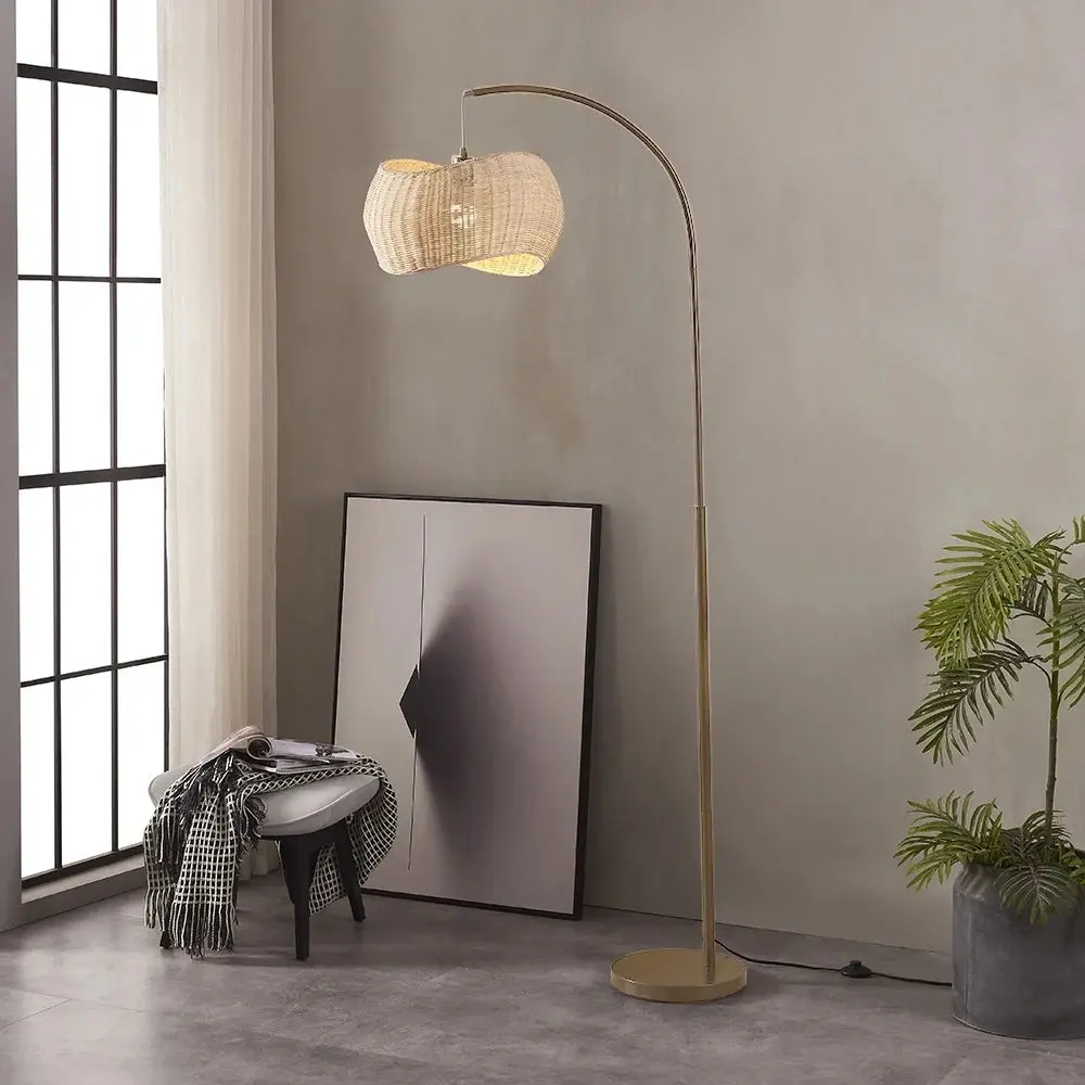 Wicker Rattan Living Room Floor Lamp - Image 2
