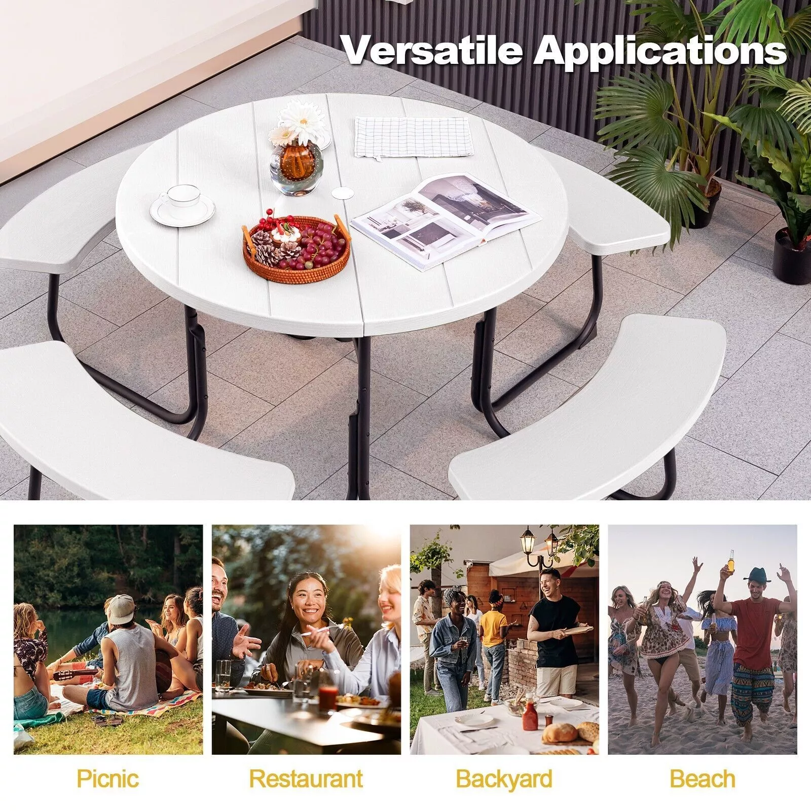 Wilma Round Picnic Bench Table - Image 3