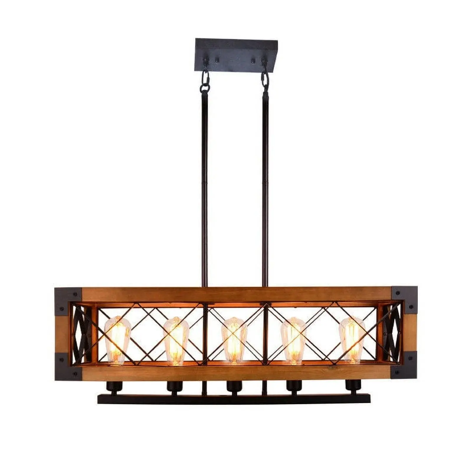 Wood Cage Farmhouse Dining Room Chandelier - Image 4
