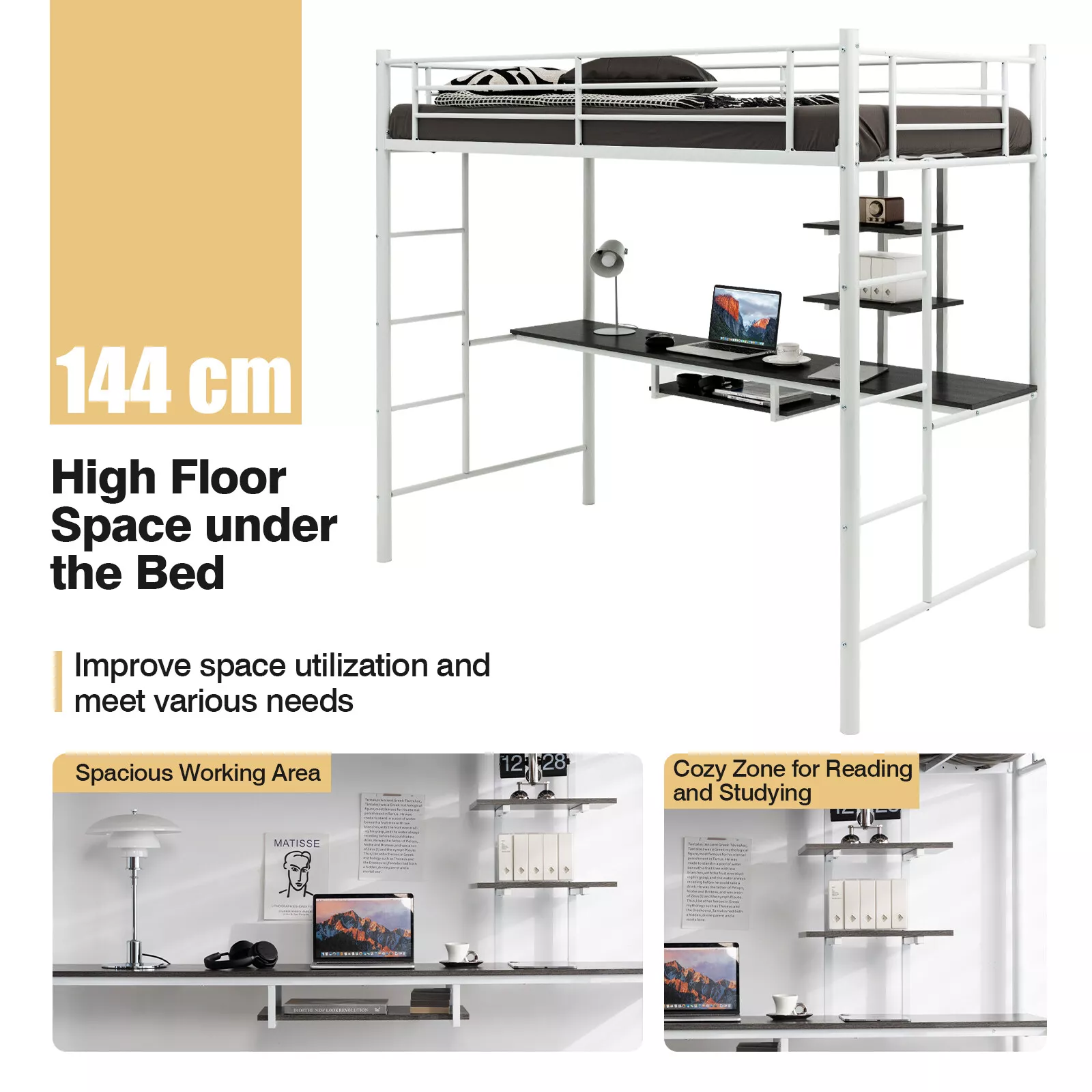 Yash Metal High Sleeper Cabin Loft Bed - Image 4