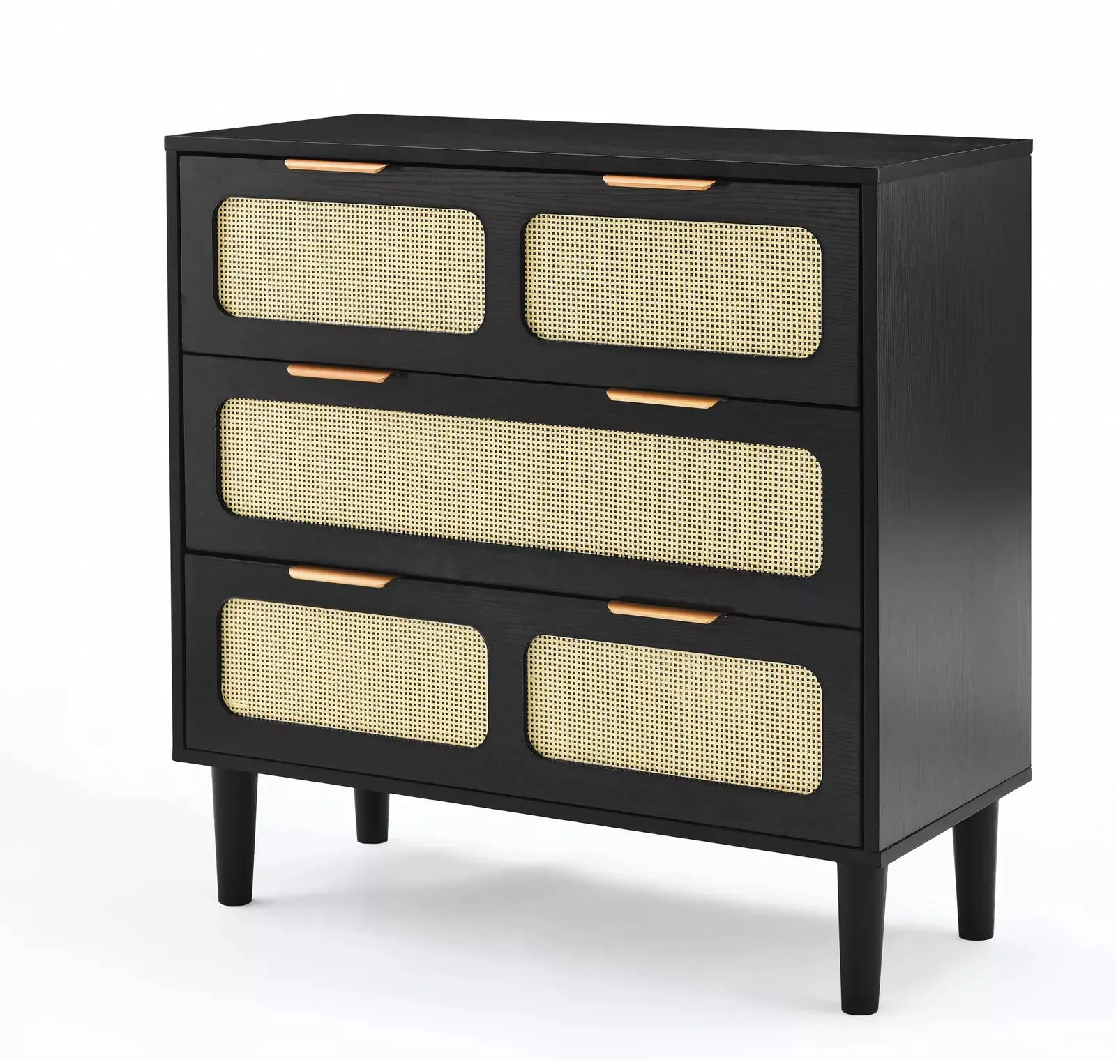 Zain Rattan Black Small 3 Drawer Chest Dresser - Image 4