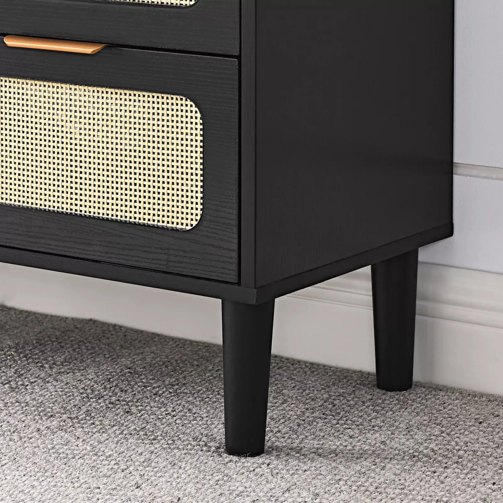 Zain Rattan Black Small 3 Drawer Chest Dresser - Image 5