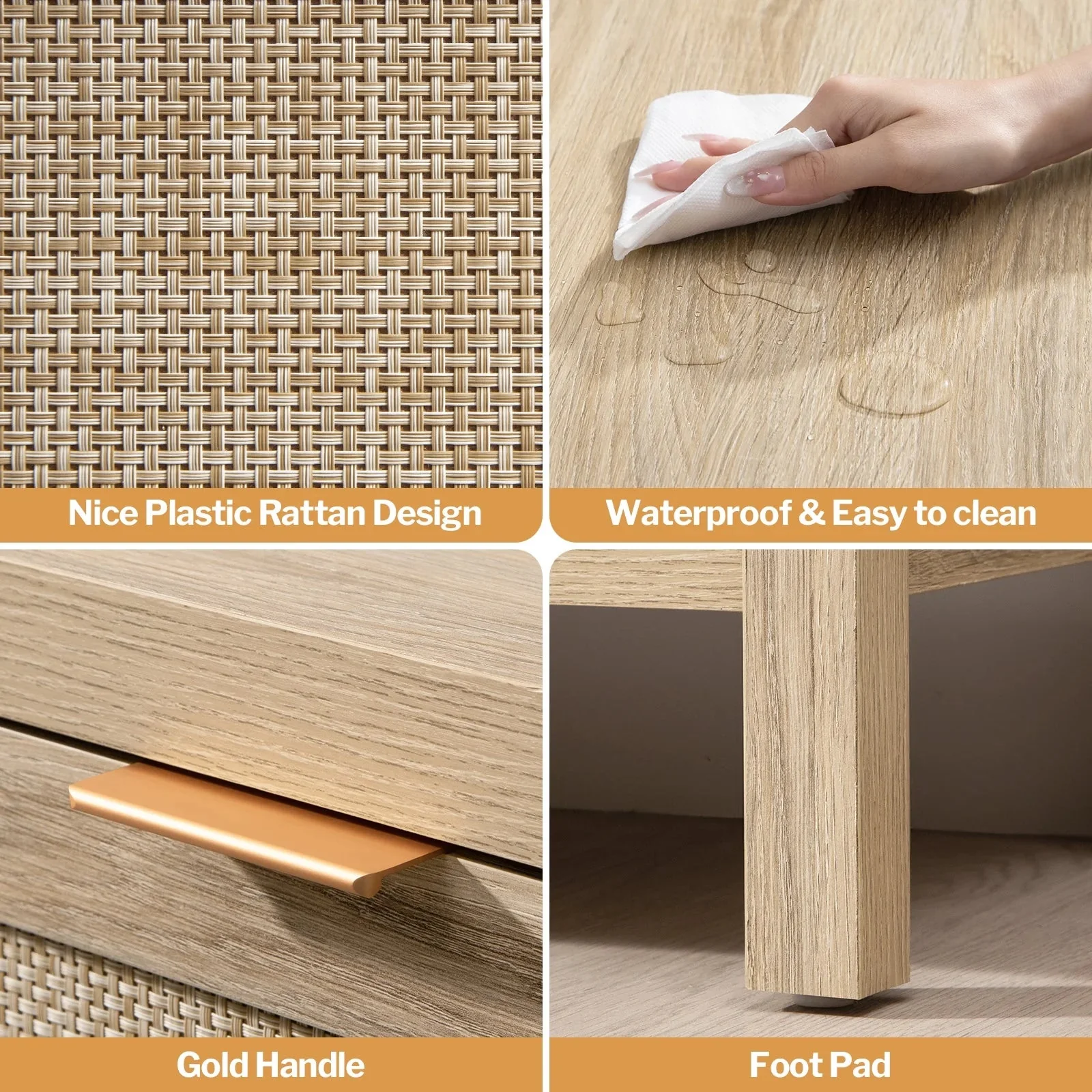 Zaki Rattan Narrow Entryway Table With Storage - Image 4