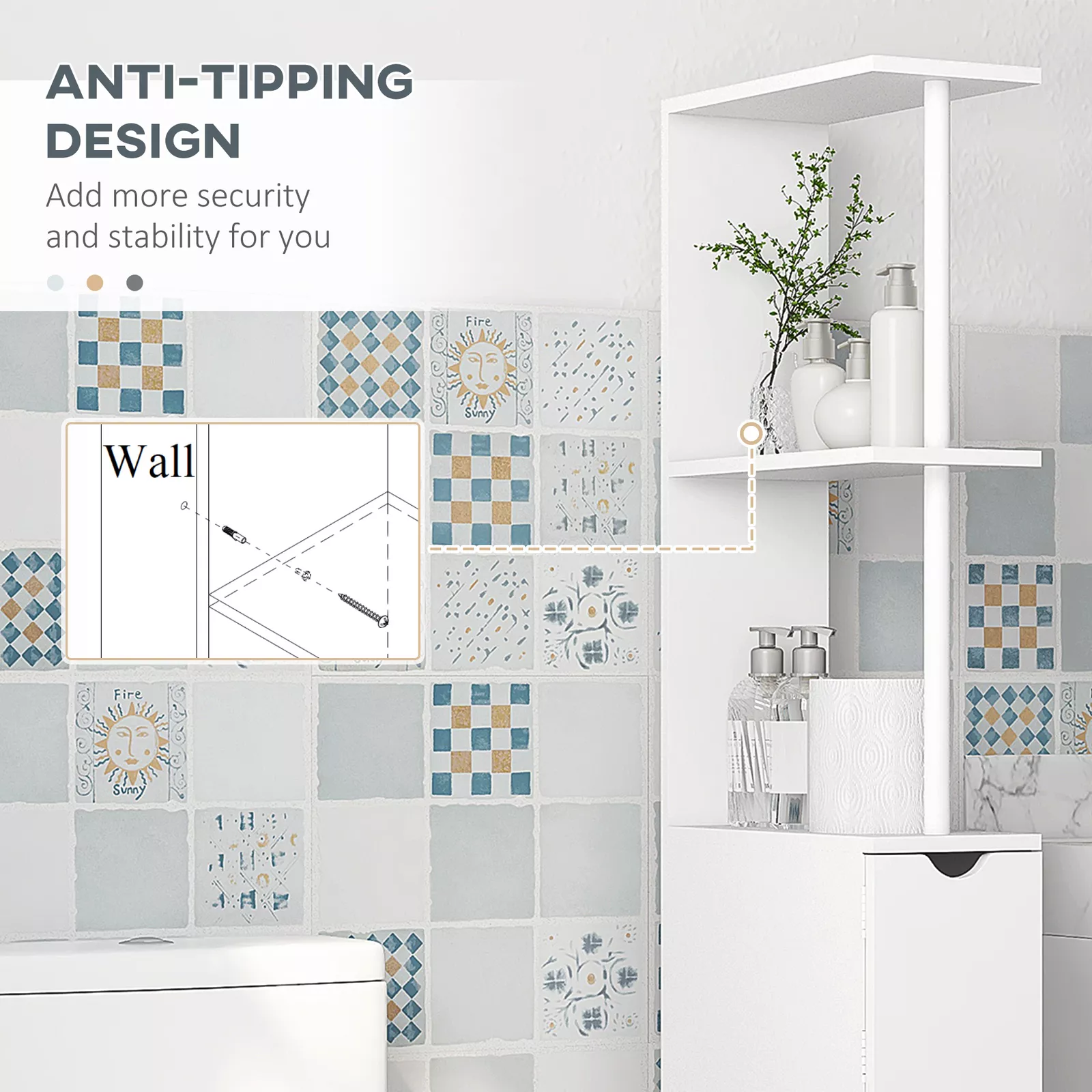 Zarah Tall Slim Freestanding Bathroom Cabinet - Image 5